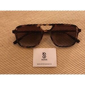 Sojo Aviator Sunglasses Torty Brown/Gold Case Labels NIB Nice Gift